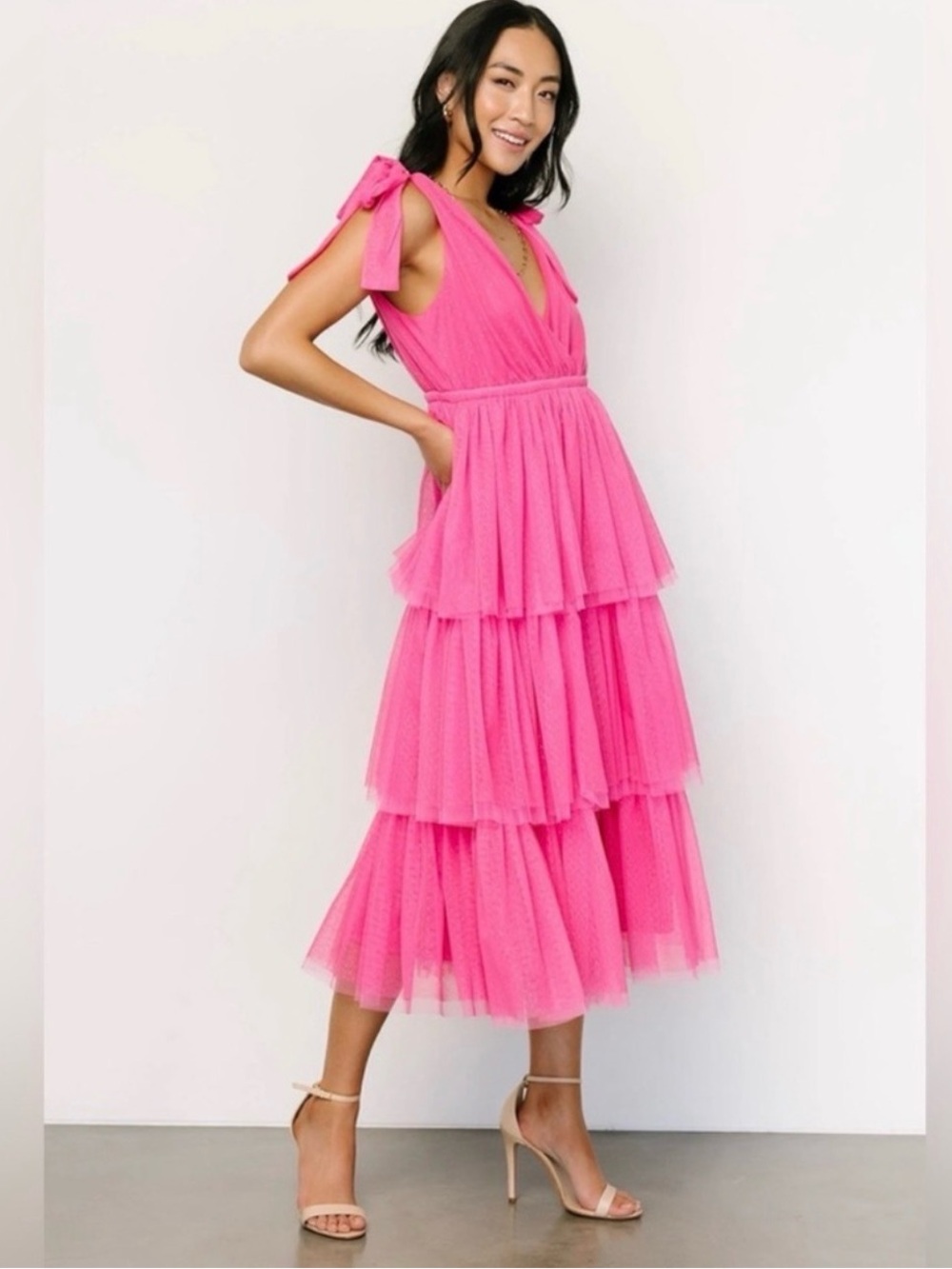 Baltic Born Hot Pink Tiered Tulle Dress - Picture 4 of 10